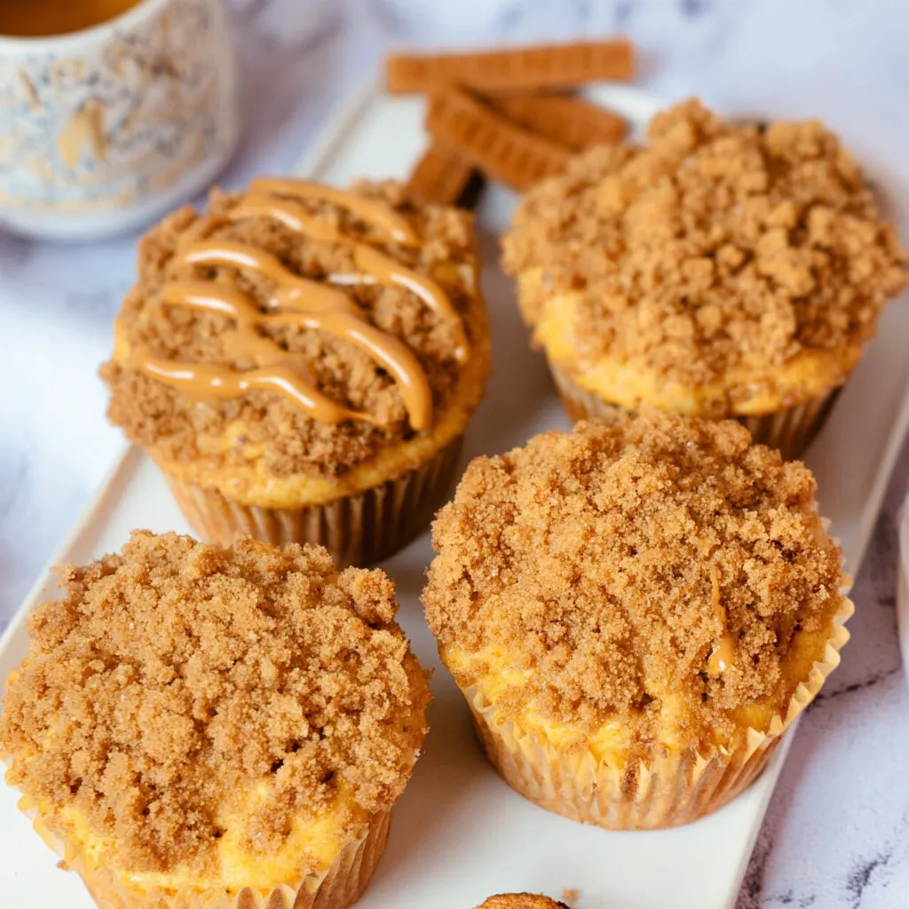 Biscoff Muffins with Crumble Topping