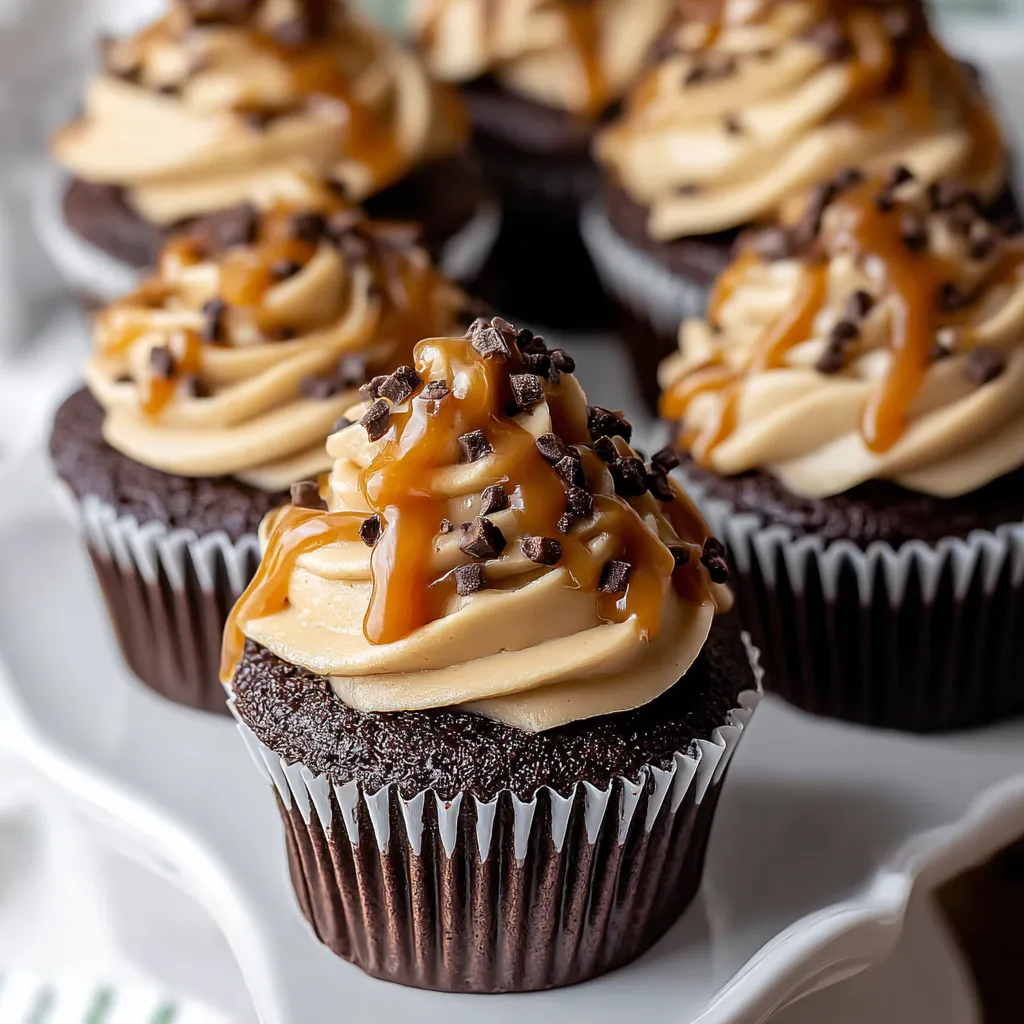 Chocolate Espresso Cupcakes with Salted Caramel 