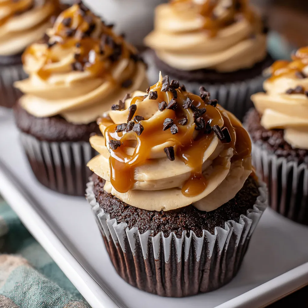 Chocolate Espresso Cupcakes with Salted Caramel 