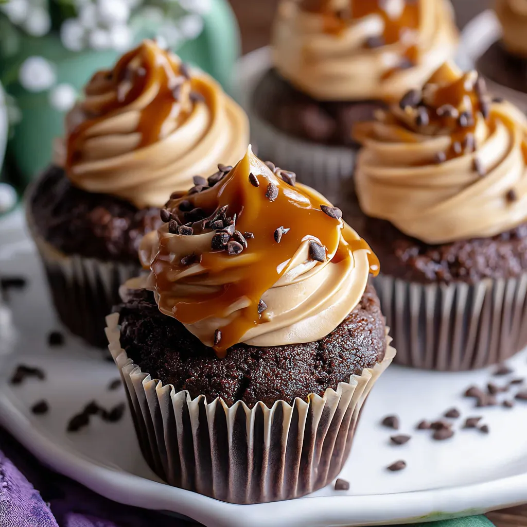 Chocolate Espresso Cupcakes with Salted Caramel