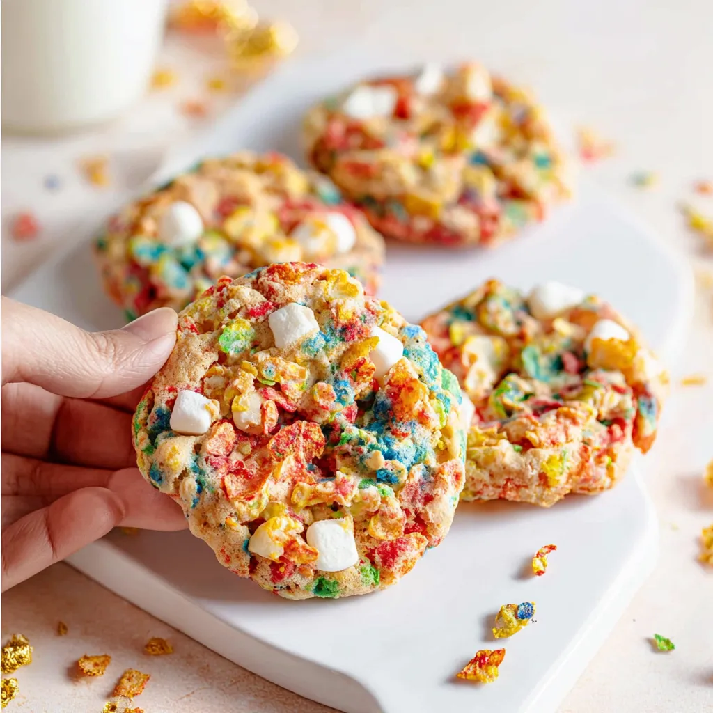 Fruity Pebble Marshmallow Cookies
