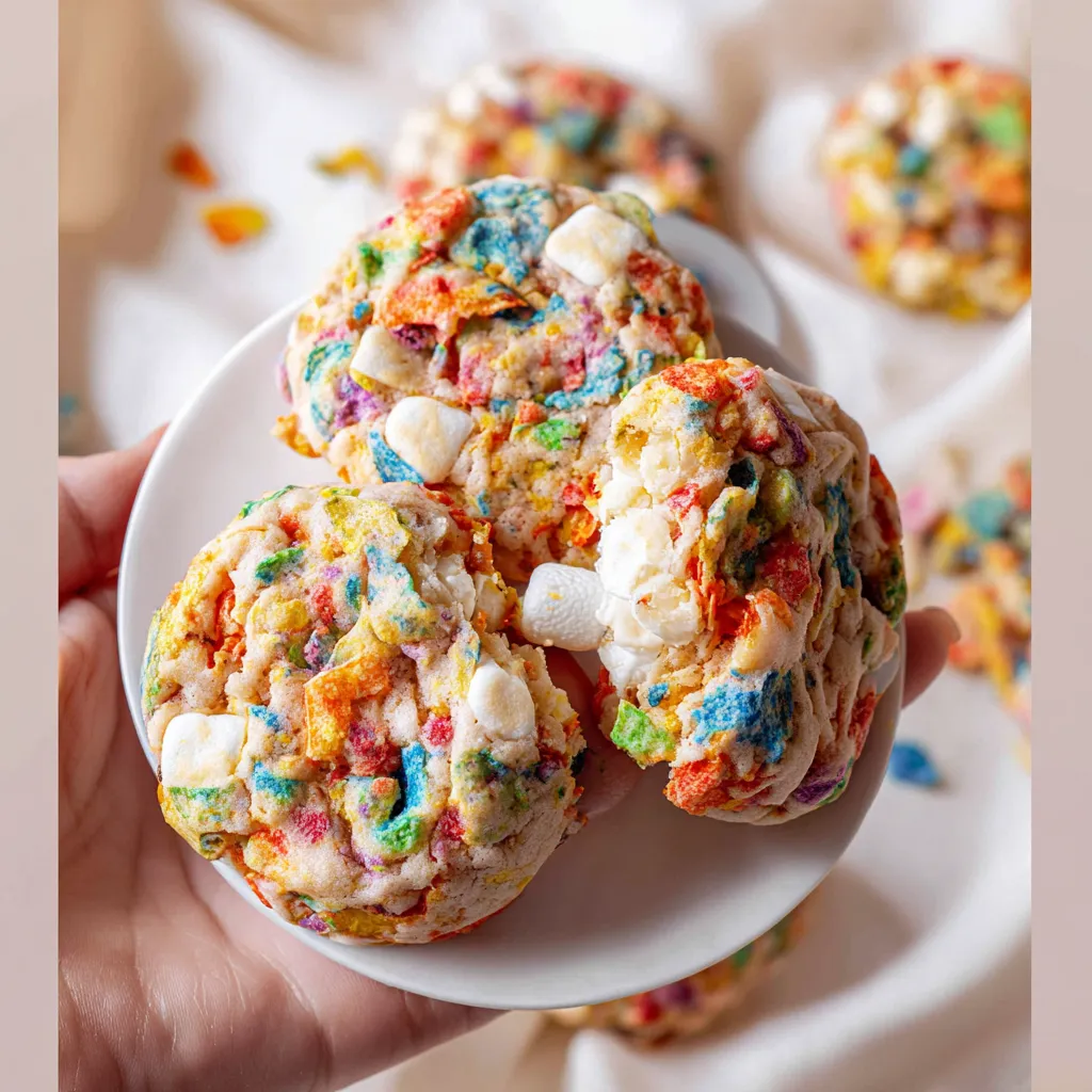 Fruity Pebble Marshmallow Cookies