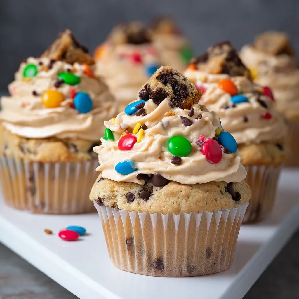 Healthy Monster Cookie Dough Cupcakes