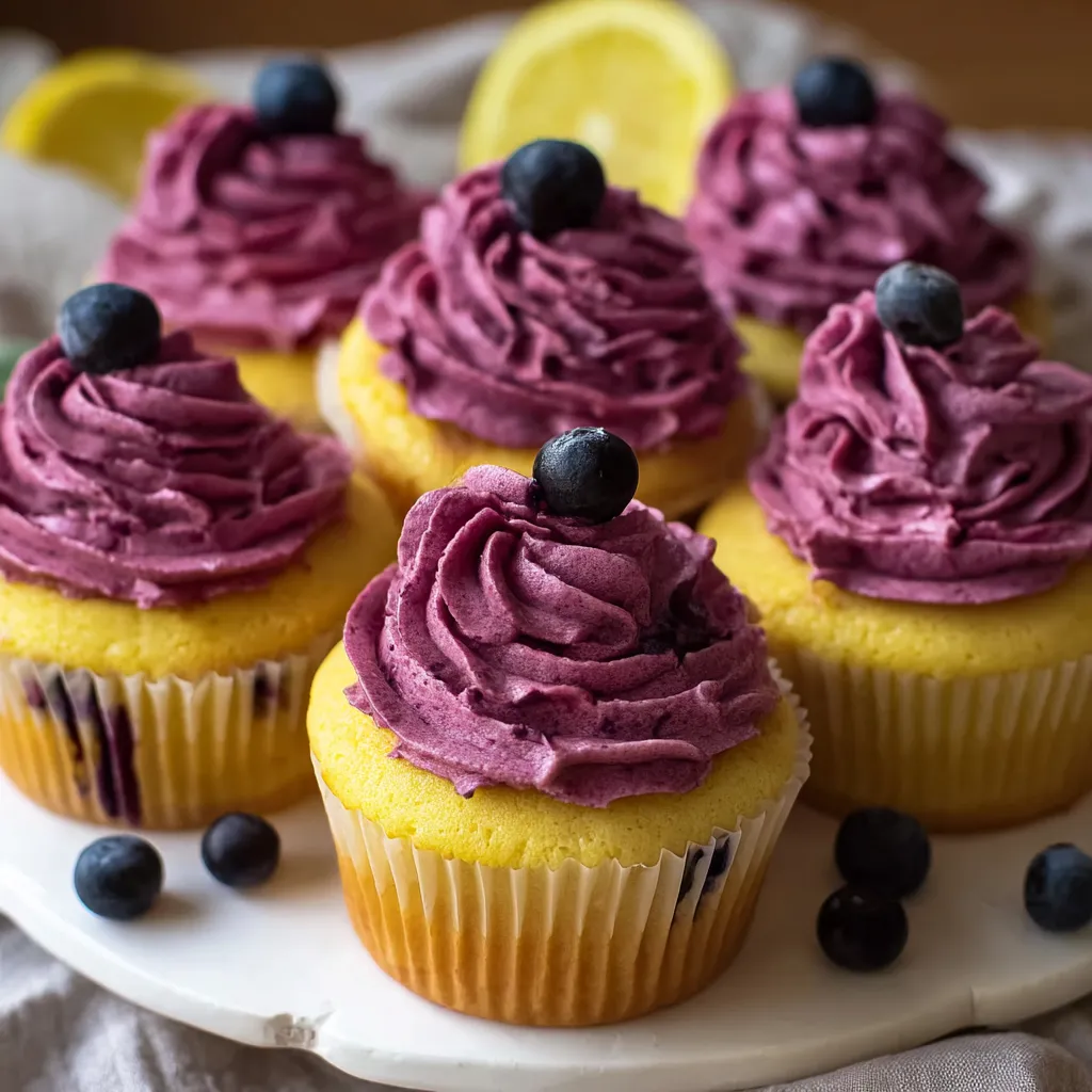 Lemon Cupcakes With Blueberry Buttercream Sweet and Delicious