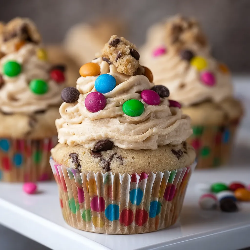 Monster Cookie Dough Cupcakes