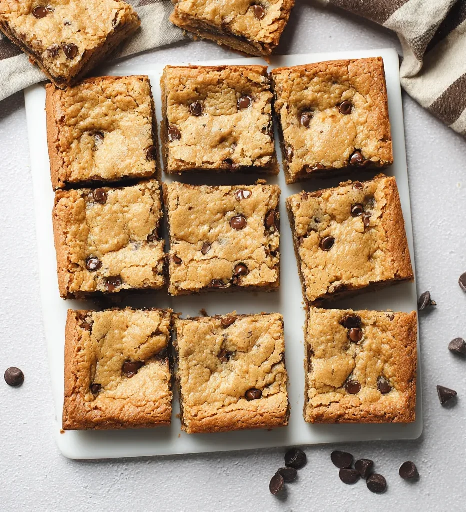 Sweet Chocolate Chip Cookie Bars 8x8