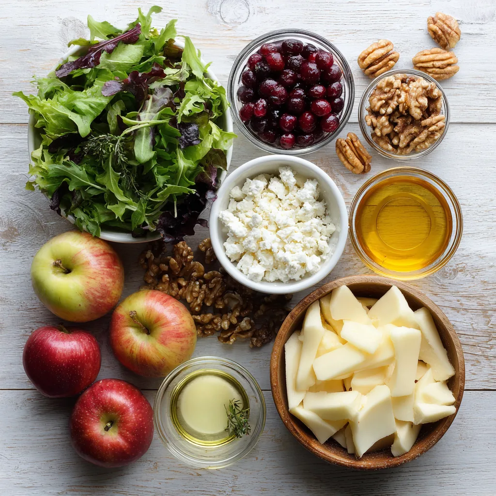Ingredients Come Together To Create This Beautiful Apple Cranberry Walnut Salad